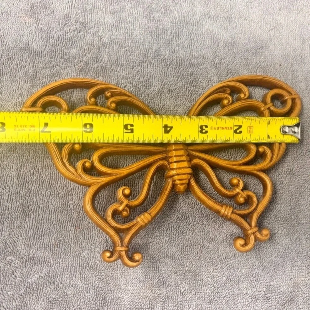 Vintage Burwood Products Butterfly Wall Decor Set of 3 Gold MCM 1970s USA Ratan